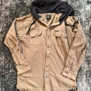 Clifford Lennox Tan Hooded Button-Up Shirt